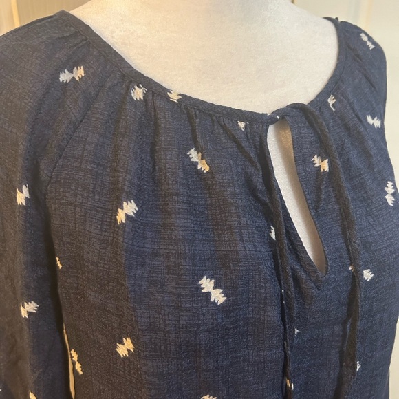 Lucky Brand blue and white boho top, Medium - Picture 2 of 5